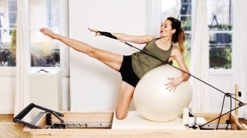 Fitball Play Date! PILATES Reformer workout by Gone Adventuring